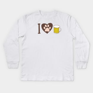 I love dogs and beer Kids Long Sleeve T-Shirt